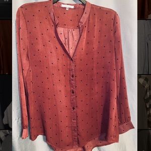 41 Hawthorn Blouse - Maroon and White Polka dot